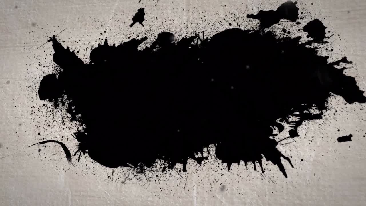 animación de manchas negras y manchas de sangre sobre fondo beige