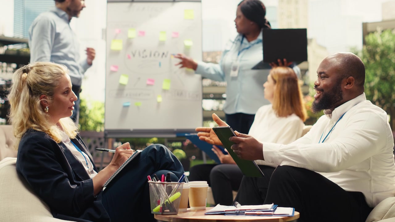 Diverse Business Team Collaborating in Modern Office Meeting