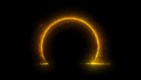 extraño portal dimensional que se abre sobre fondo negro, efecto de portal mágico circular chispeante