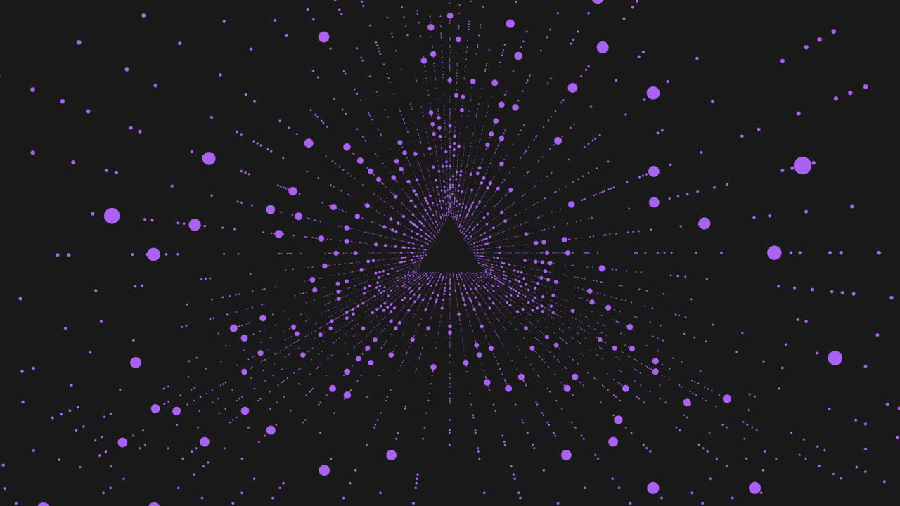 Purple stargazing mesmerizing triangle pattern of dots on a black background
