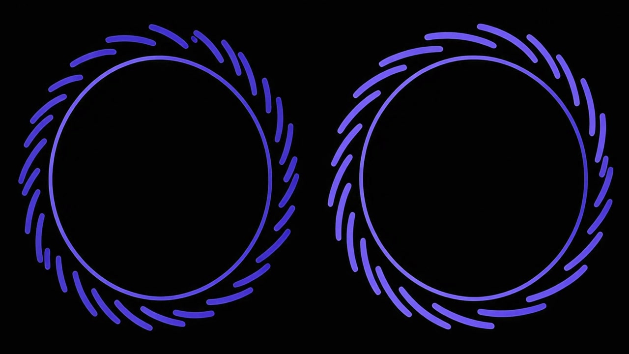 Abstract Animation of Rotating Purple Circles and Geometric Patterns