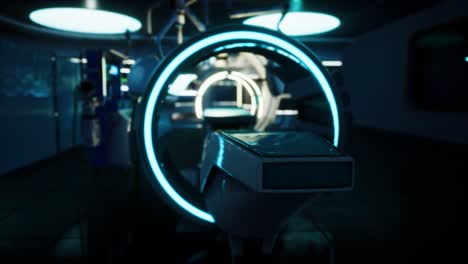 futuristic sci fi mri scanner medical equipments in hospital