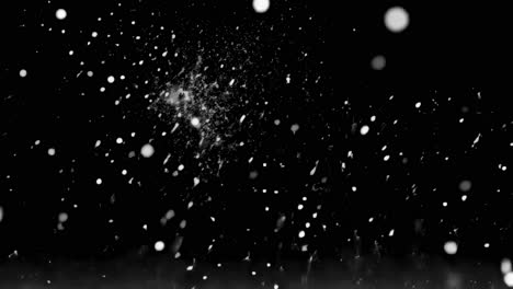 Dark snowfall winter night scene animated overlay, transparent 4K video, alpha channel, ProRes 4444