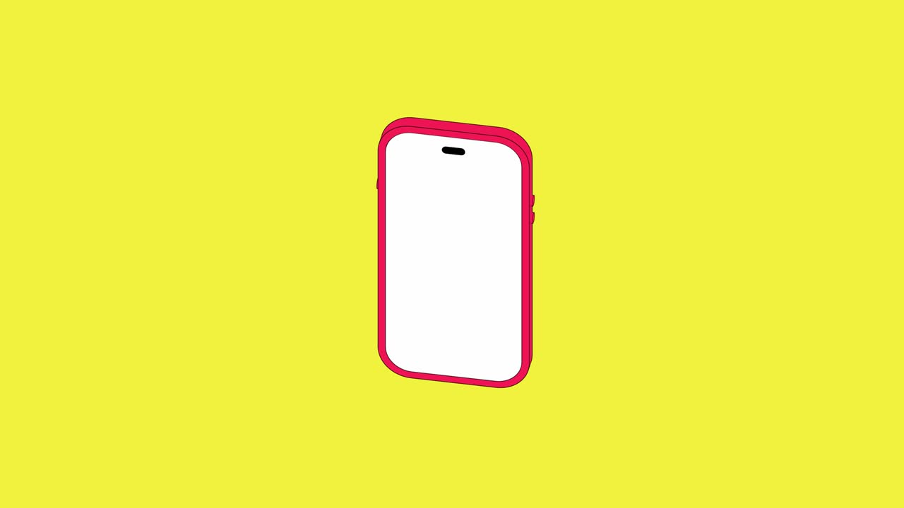 uno smartphone in una custodia rosa con uno schermo bianco solido ruota attorno al suo asse