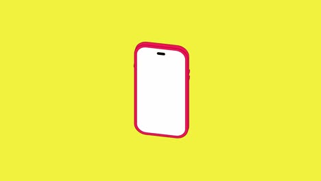 a smartphone in a pink case with a solid white screen revolves around its axis