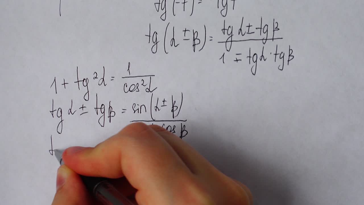 Writing of mathematical formulas on paper