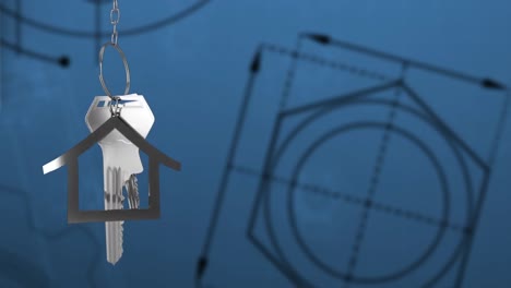 animación de las llaves de la casa sobre el plan de la casa
