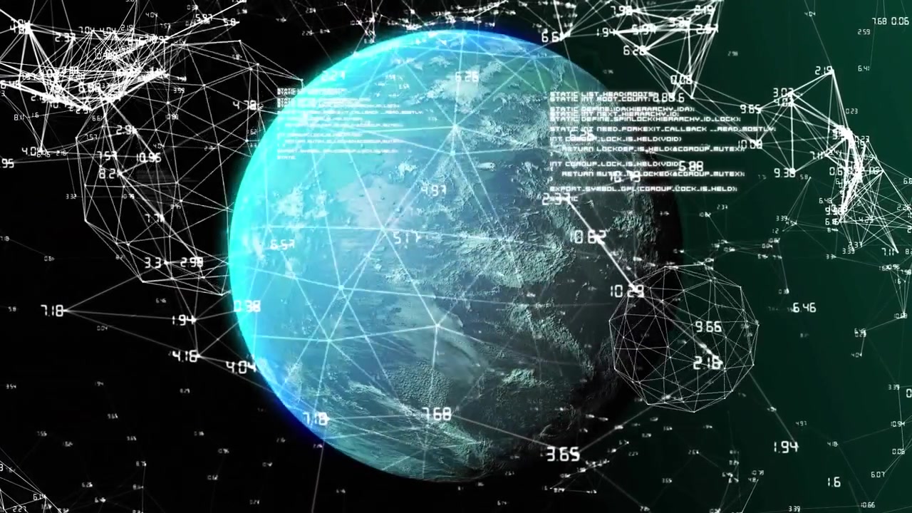 Digital Earth Globe with Global Network Connections and Data Streams