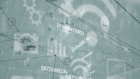 animación del procesamiento de datos y la red de conexiones