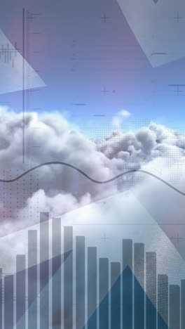 animación del procesamiento de datos sobre nubes y bandera de reino unido