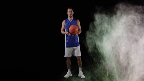 animation of colourful powders over basketball player