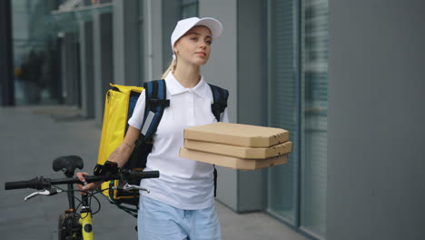 pizza delivery person on a bike