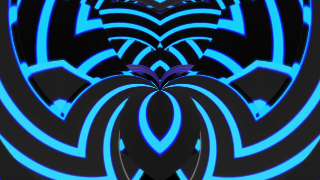 Dynamic Blue Neon Geometric Kaleidoscope Pattern Loop