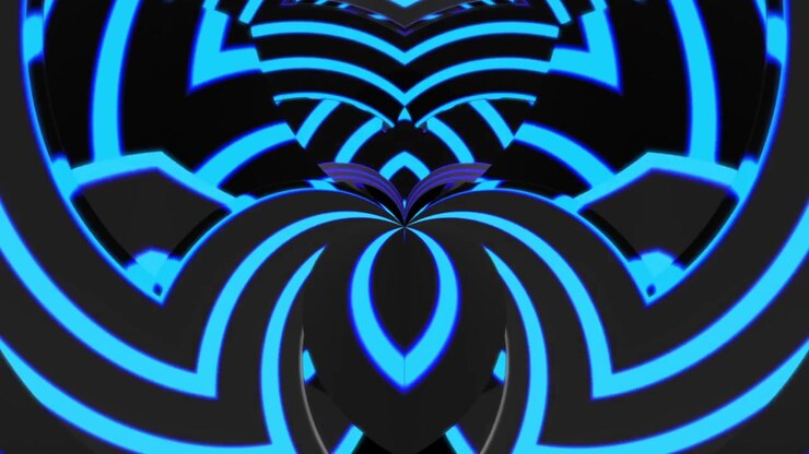 Dynamic Blue Neon Geometric Kaleidoscope Pattern Loop