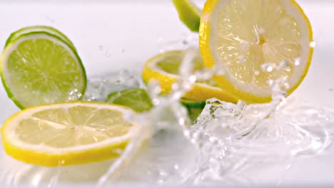 lemon slices falling into water