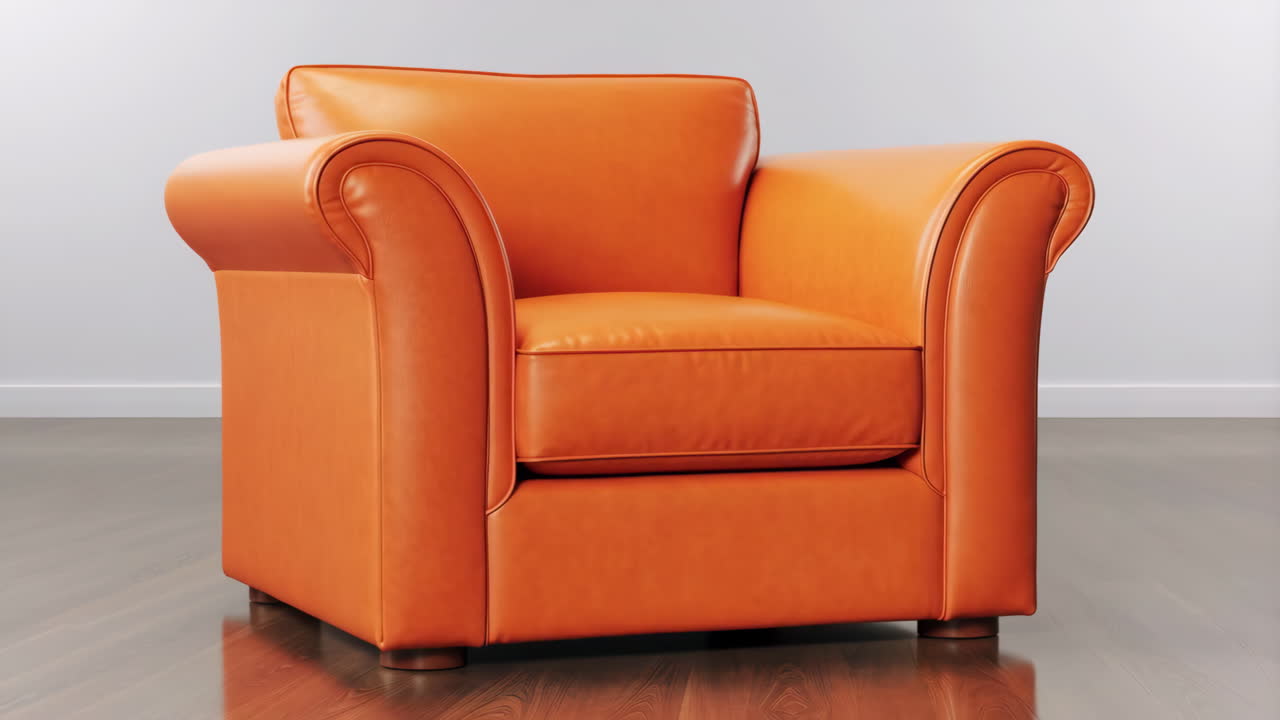 Orange leather armchair