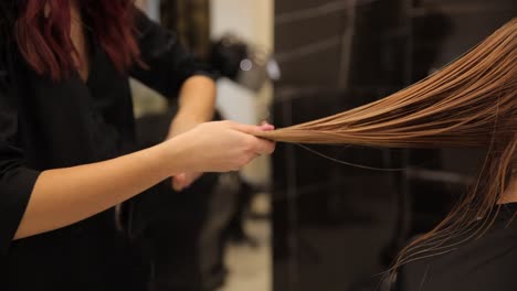 a skilled stylist uses a powerful hair dryer in a modern salon to create stylish hairstyles for happy clients