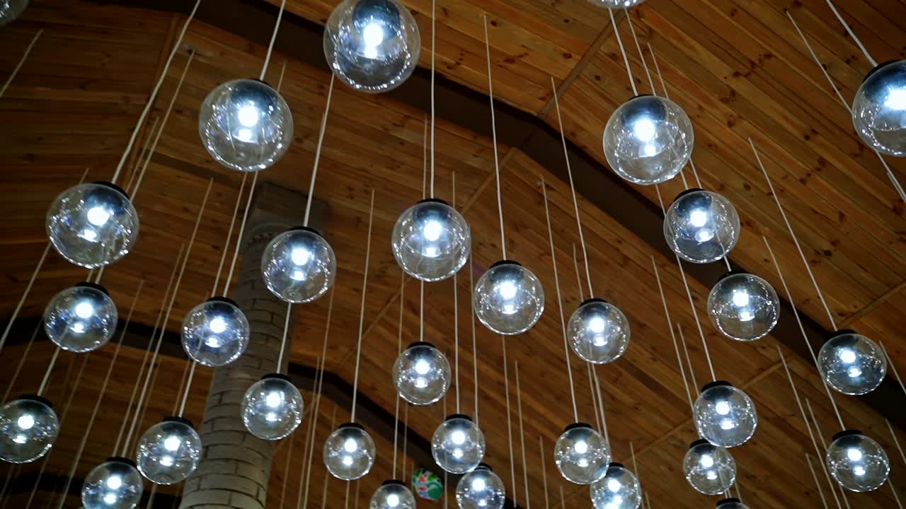 Lamps hanging from the ceiling. Beautiful luxury electric ceiling light lamp, decoration interior of room