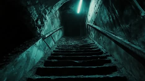 dark and abandoned stairway to a basement