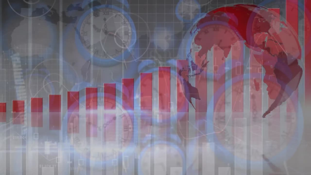 анимация обработки данных и глобус над таймером