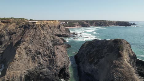 Aerial-View-Of-Cliffs-In-Costa-Vicentina,-Alentejo,-Portugal