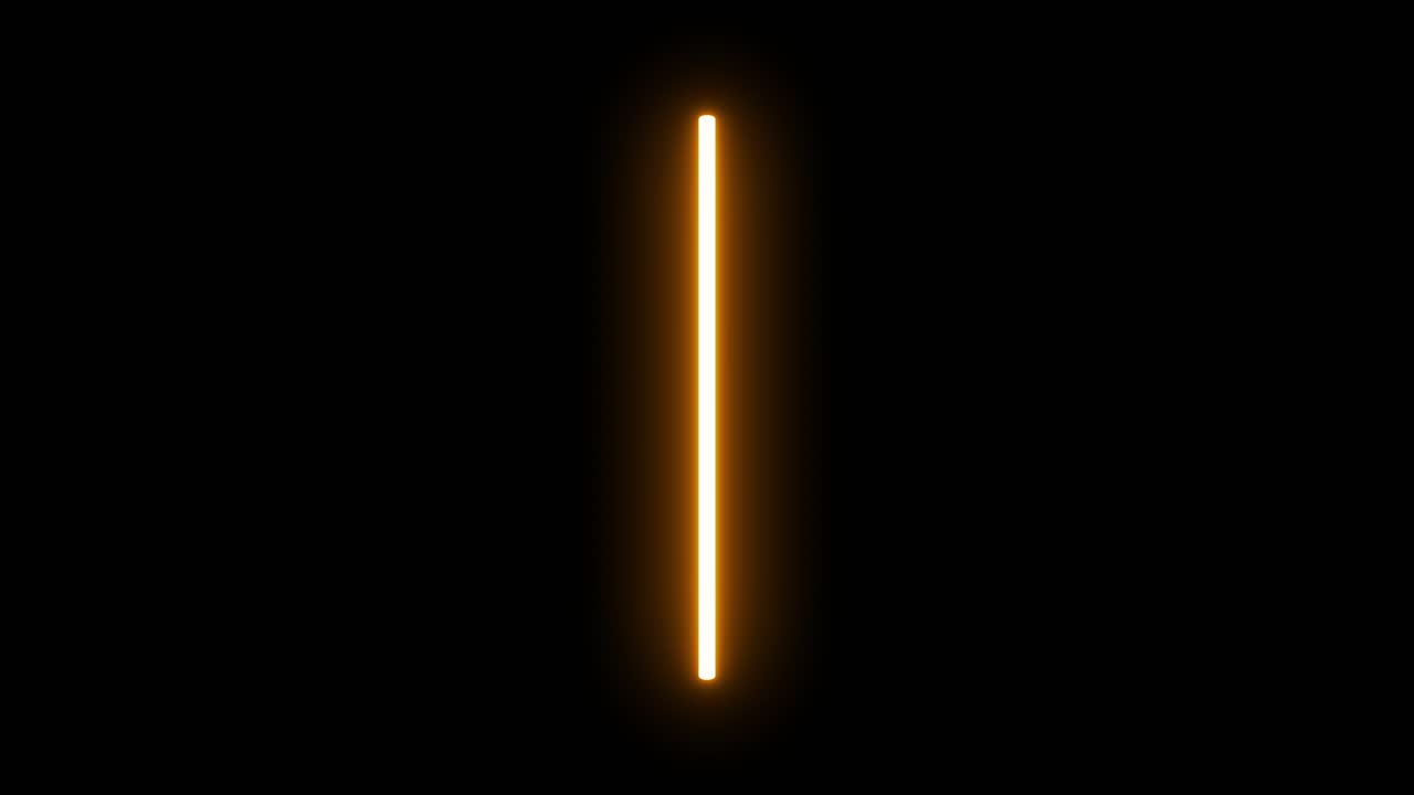 4k animado sable de luz naranja en fondo negro