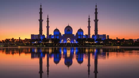 4k timelapse of the sheikh zayed grand mosque at sunset, abu dhabi, uae