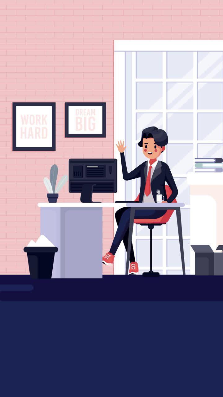 Motivated Businessman at His Desk