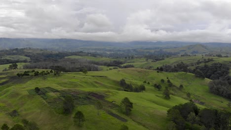 cinematic drone landscape of green hills in the eastern highlands of papua new guinea