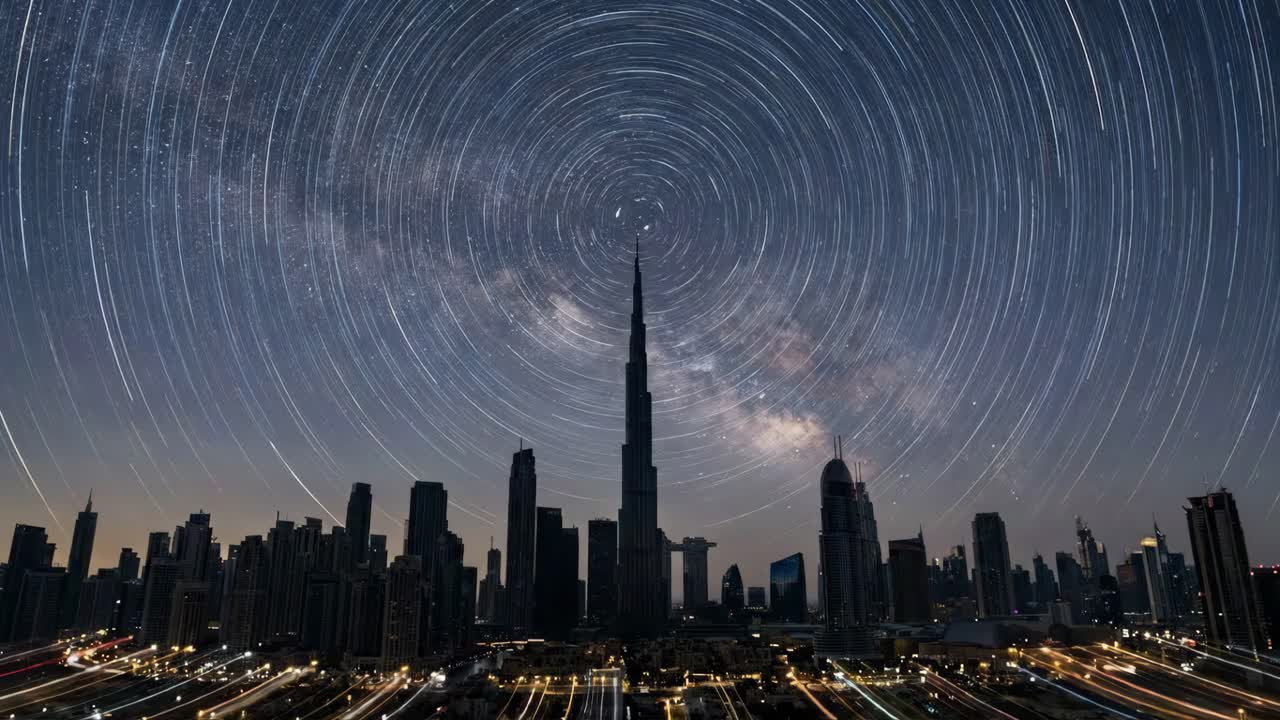 Star Trails Over Dubai's Iconic Skyline