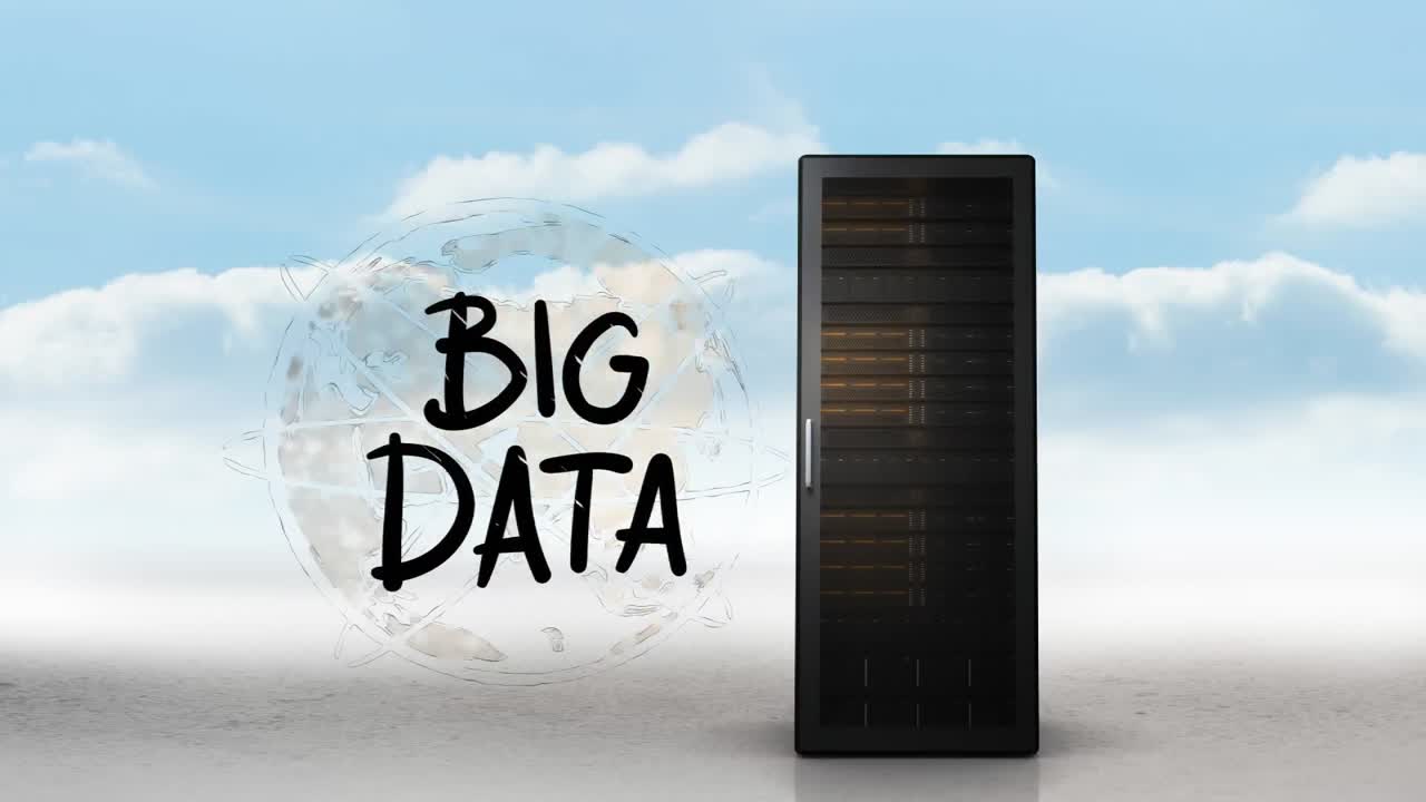 Server tower and big data.