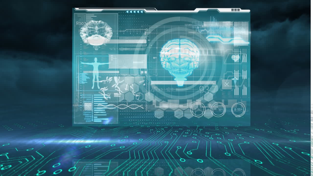 animación del cerebro con tecnología y procesamiento de datos
