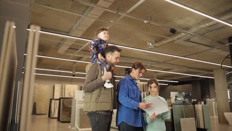 family shopping for tiles