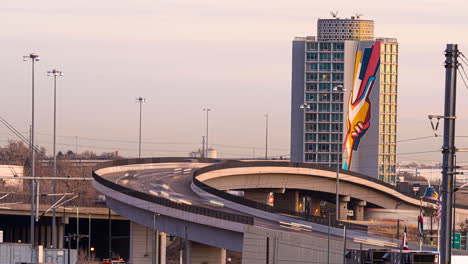 Zeitraffer-Des-Morgenverkehrs-In-Denver,-Colorado