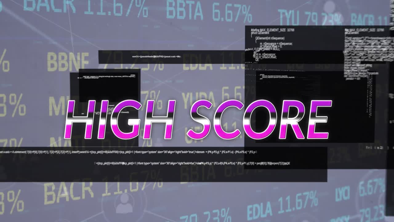 Animation of high score text over data processing