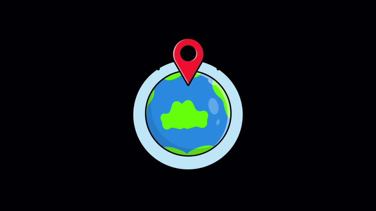 Animated Earth Globe with Red Location Pin Appearing