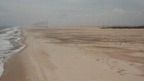 aerial: windturbines near atins, northern brazil