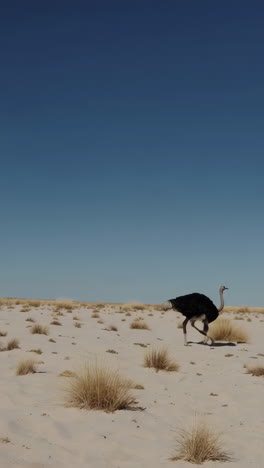 ostrich in arid landscape