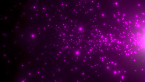 fly purple particles and stars in galaxy