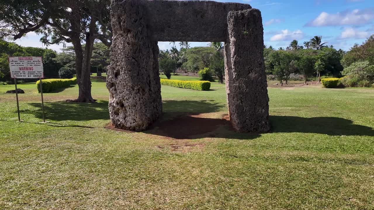 Ancient Stone Gate in a Tropical Landscape