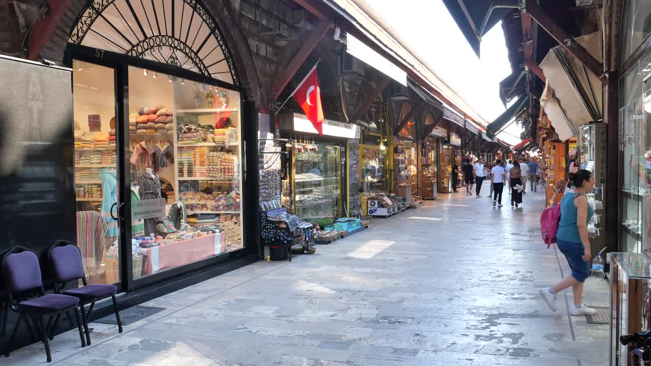 A bustling street market in Turkey