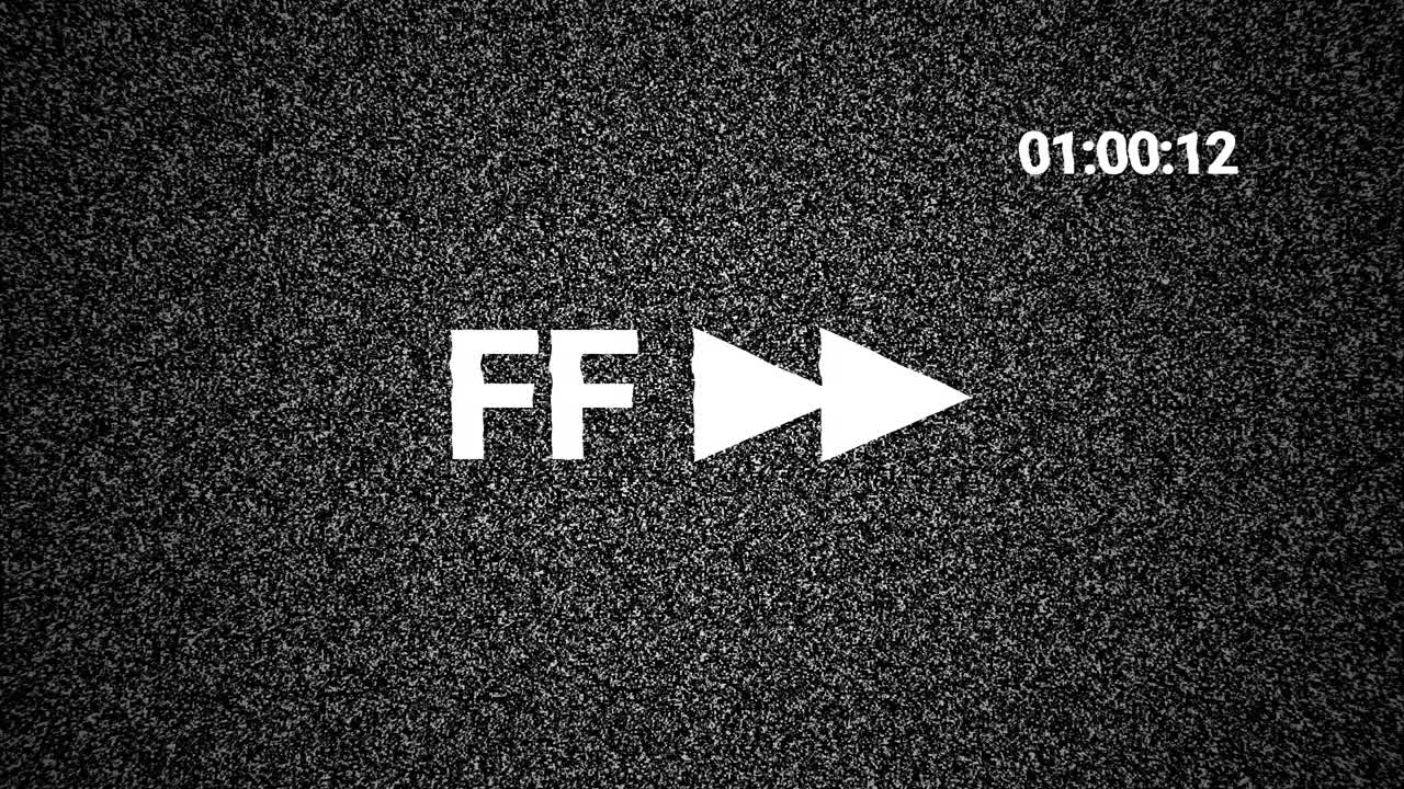 TV Static with Fast Forward Symbol and Digital Timer