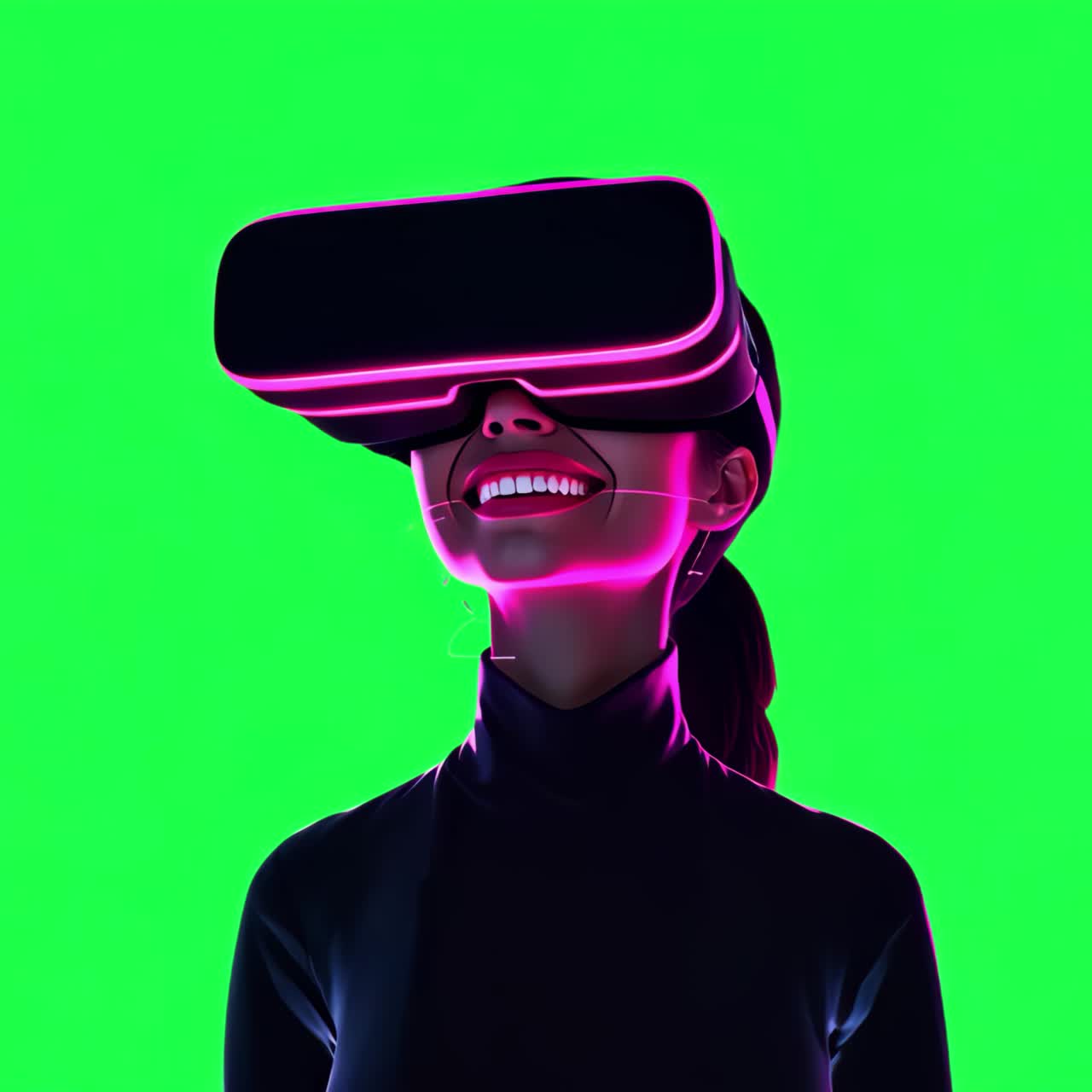 Futuristic virtual reality experience animation, transparent 4K video, green screen