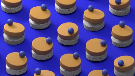 diseño de movimiento de moda animación de bucle de fondo. renderización 3d de pasteles de dulces