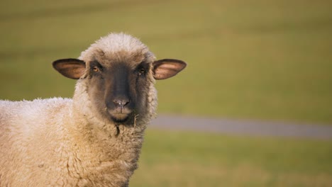 sheep is chewing some grass