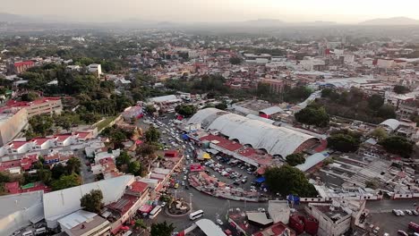 aerial shot of mercado adolfo lópez in cuernavaca, showcasing local shops and busy streets