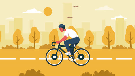gráfico de movimiento de ilustración de carreras de bicicletas de diseño plano