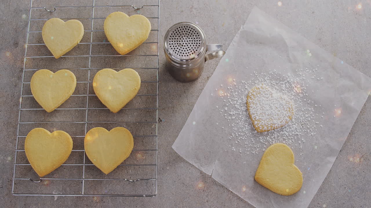 Animazione di bokeh su impasto per biscotti e stampo