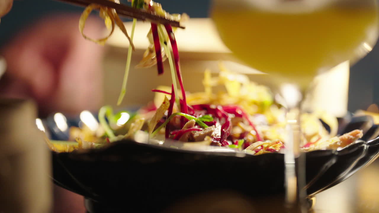 Dining Experience with Salad and Drinks