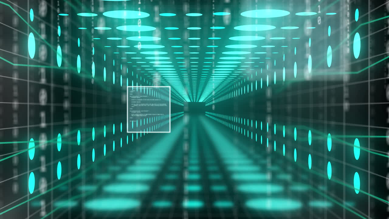 Animation of data processing and binary coding over grid